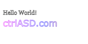 使用 strokeText()，在画布上写文本 Hello world! 和 ctrlASD.com.png